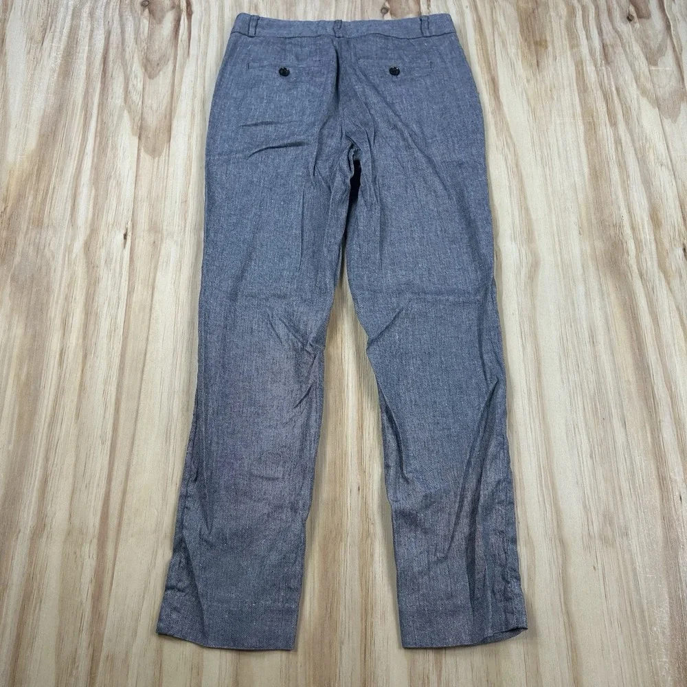 Banana Republic Avery Pants Womens Size 4L Long Blue Linen Blend Trousers